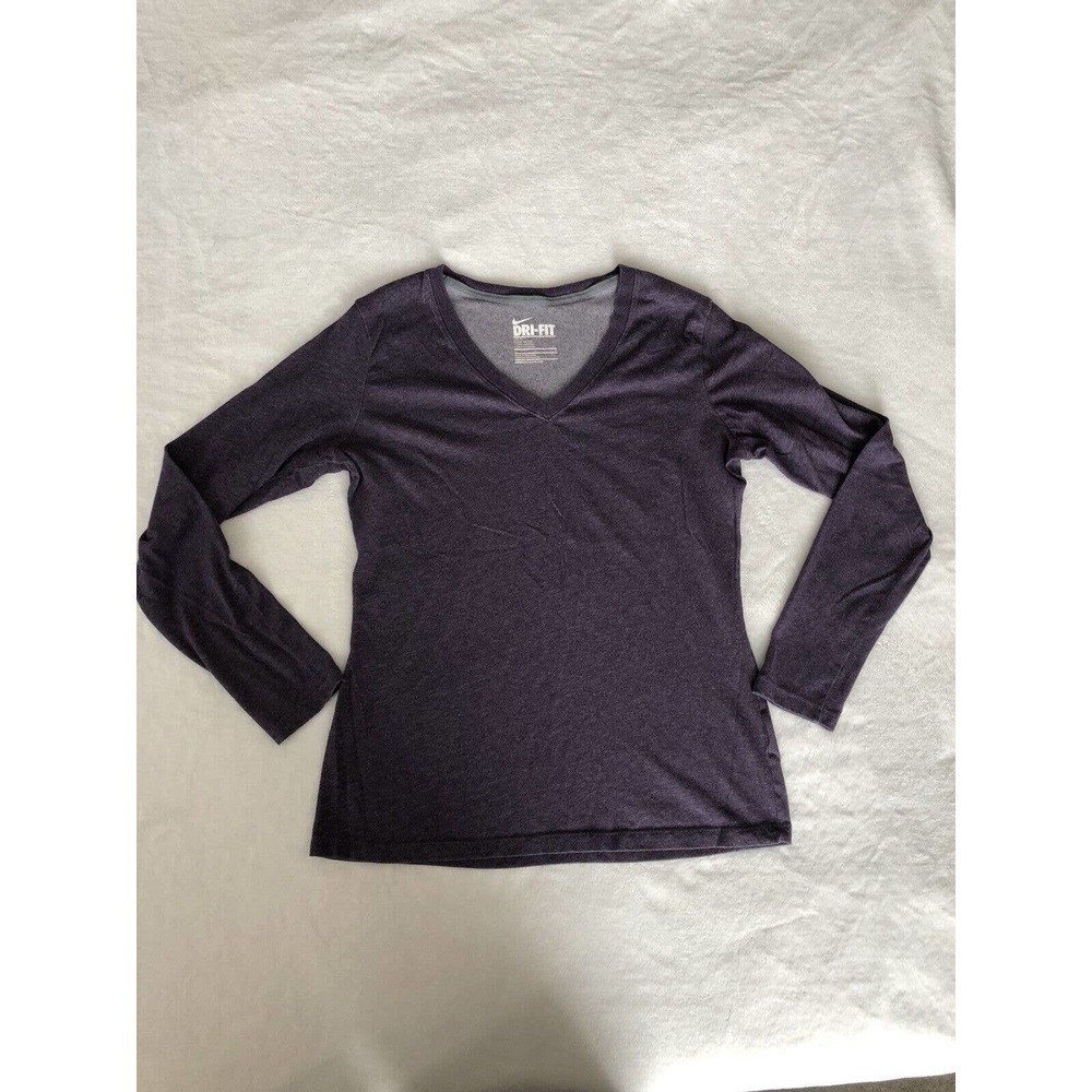 Women's Nike Dri-fit‎ Heathered Purple Long Sleeve Shirt Size Large Slim Fit